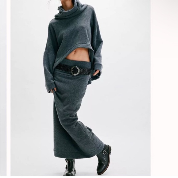 Free People Milley Reversible 2-Piece Set, Blue Knit Turtleneck & Skirt(XS) NWOT - Picture 5 of 13